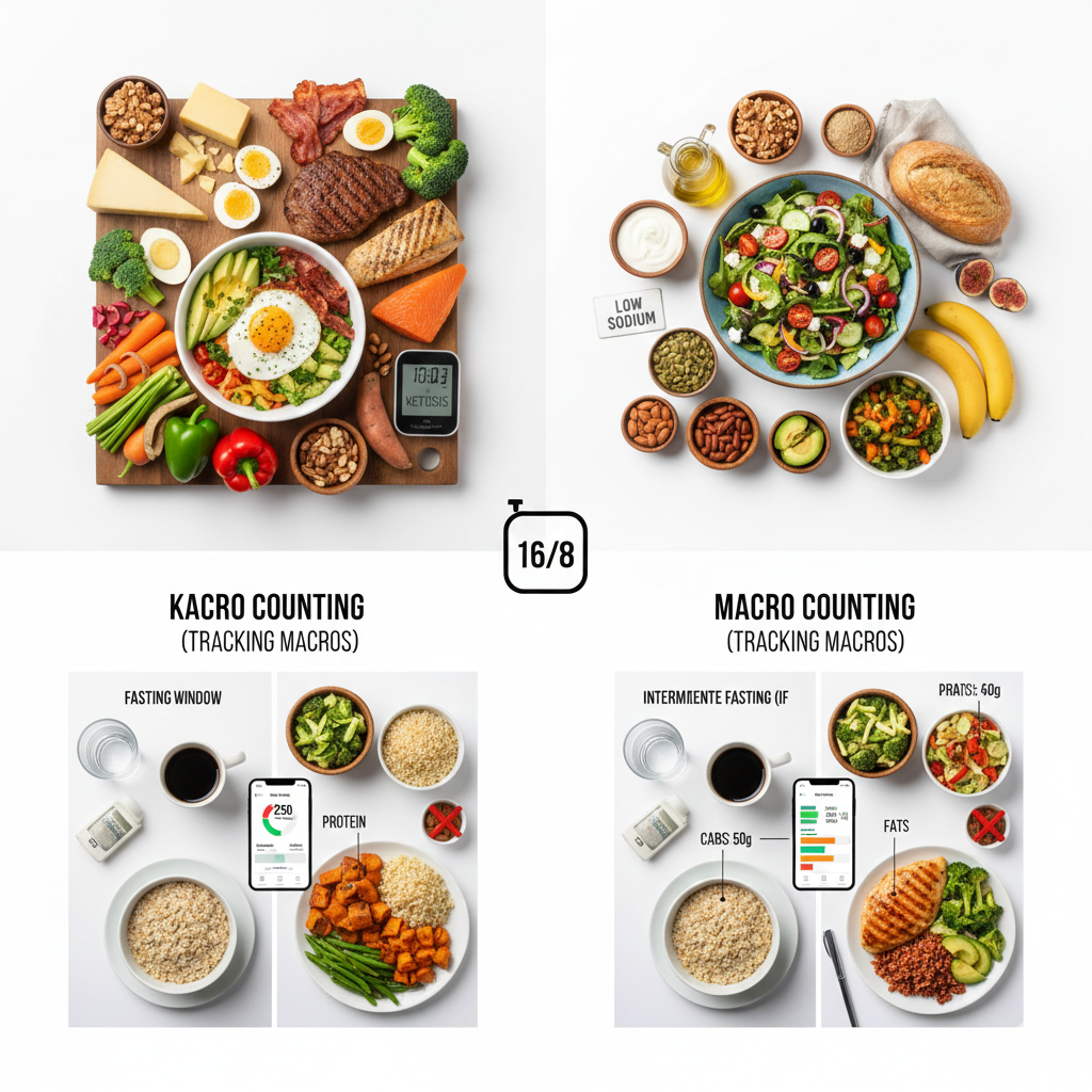 Realistic image showing ingredients for Keto diet: avocados, butter, eggs